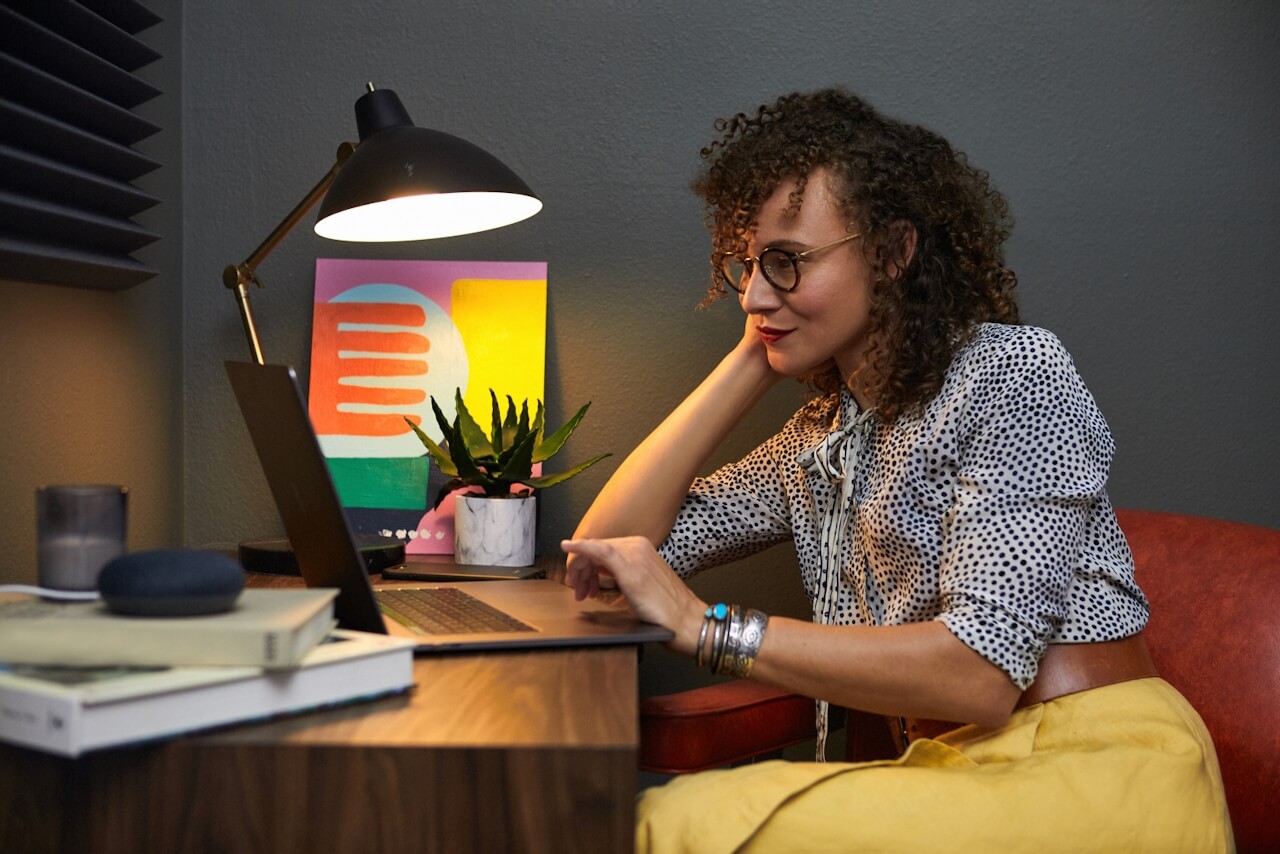 Woman using best party rental software