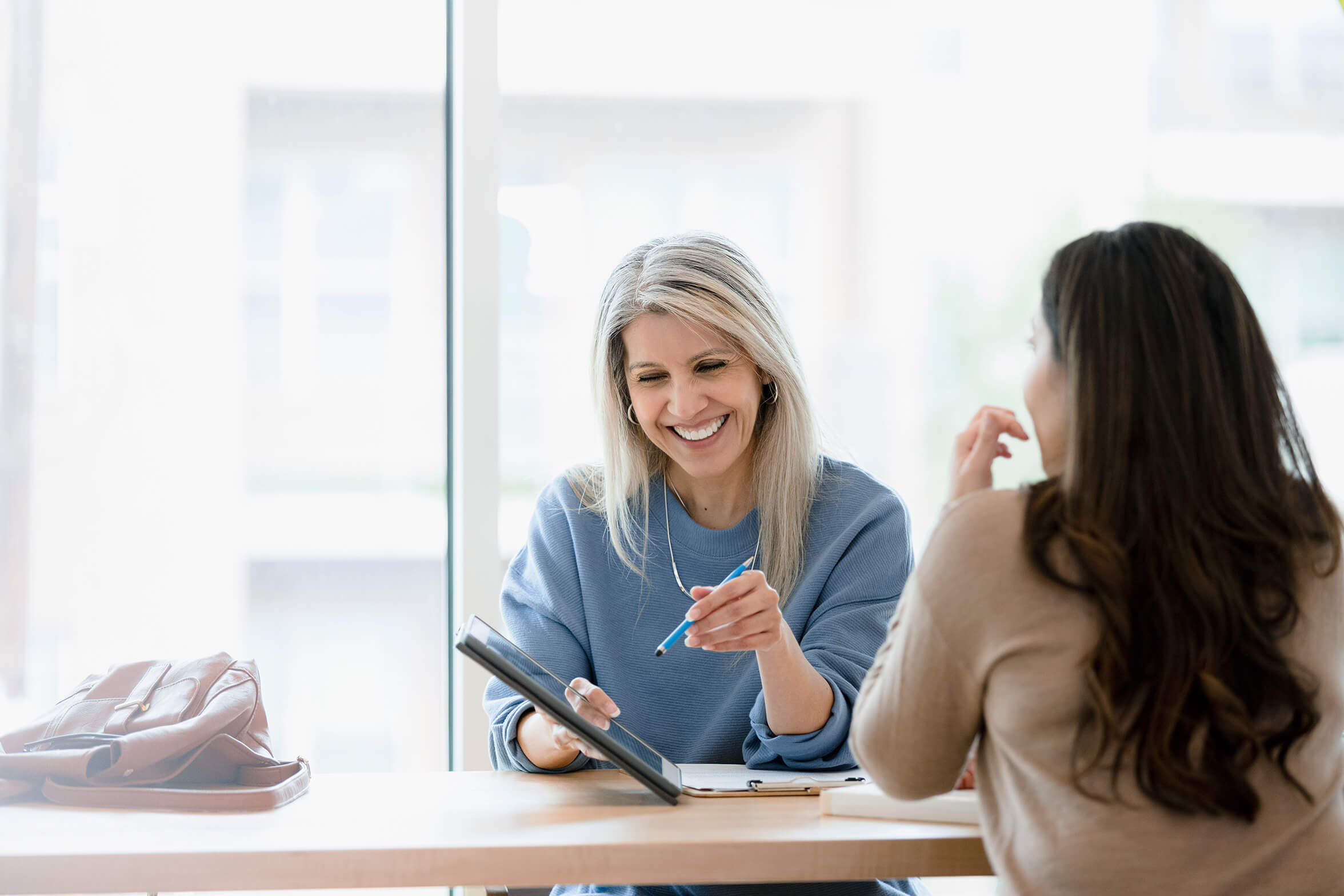 Woman happy at rental business job