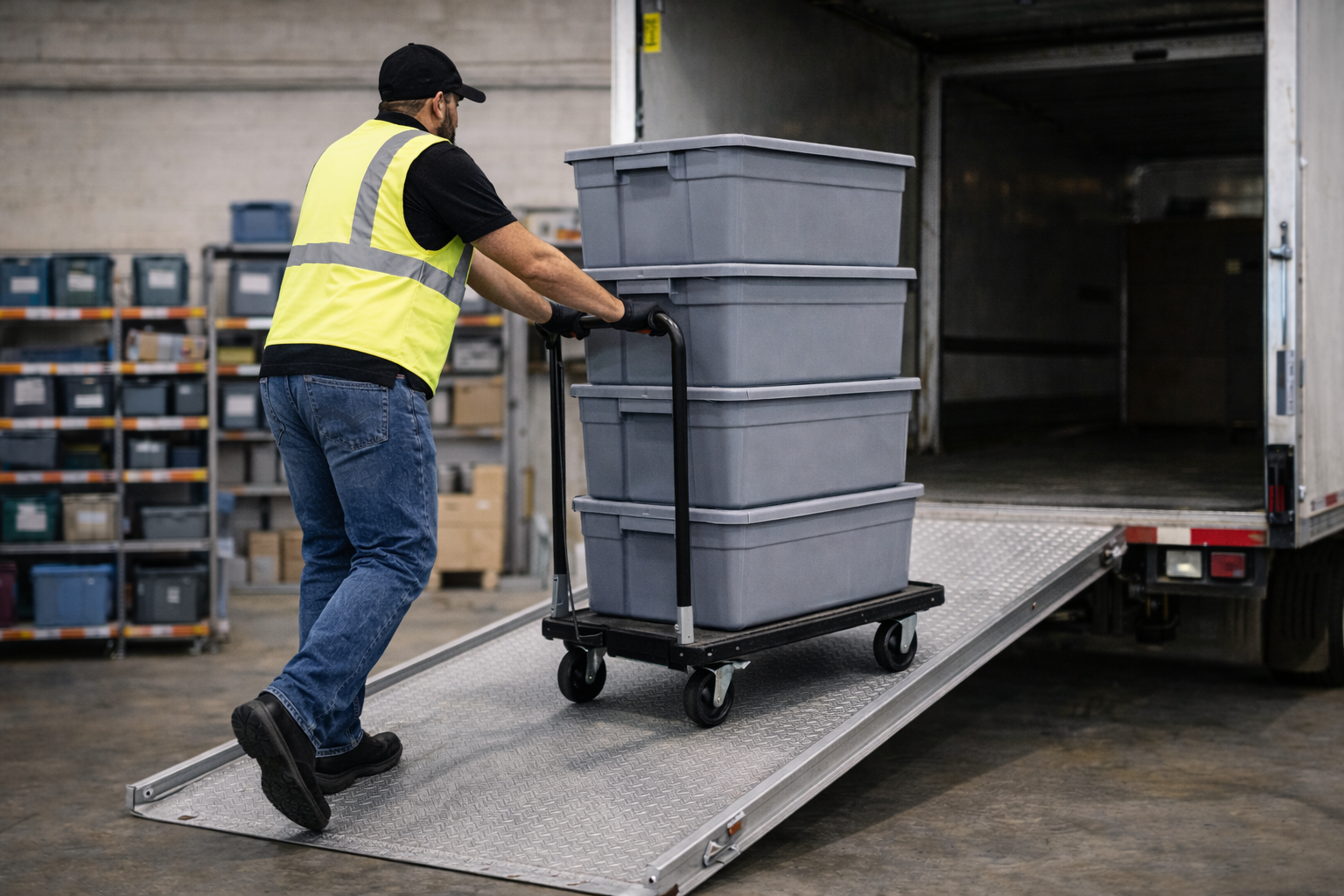 worker loading a truck