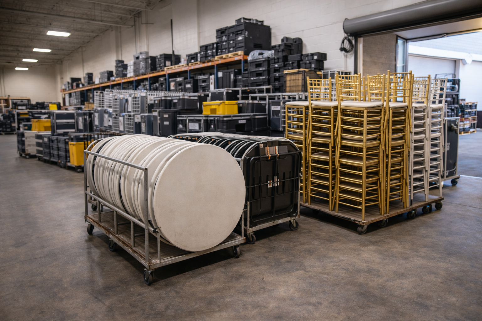 event rental warehouse staging area
