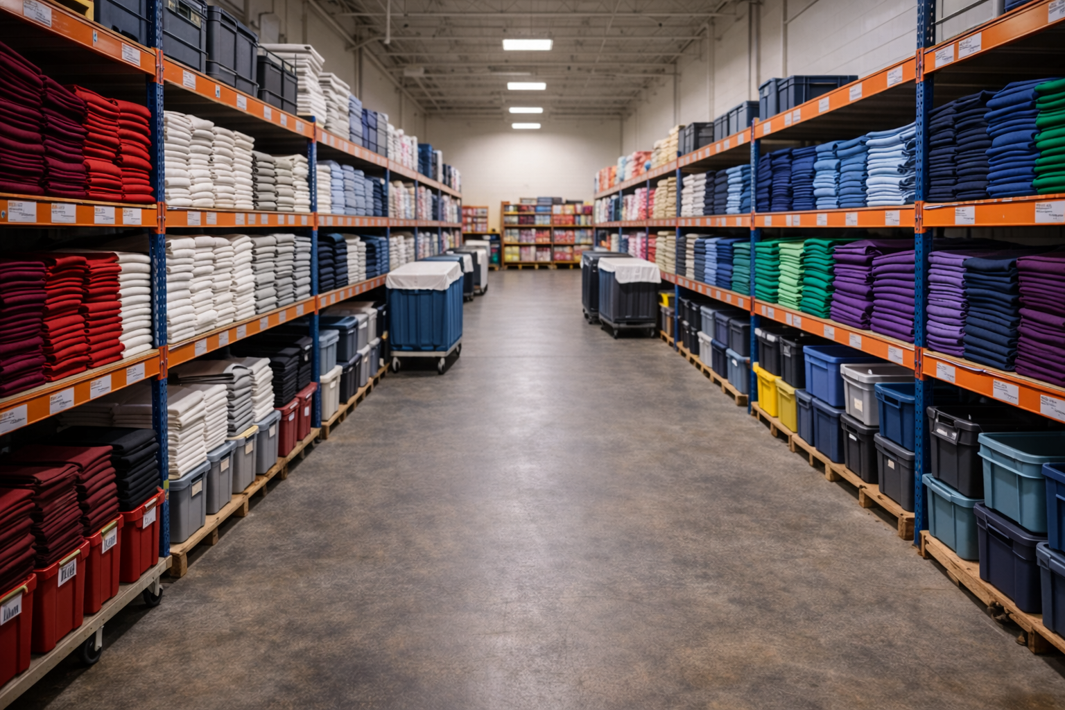 linens in warehouse
