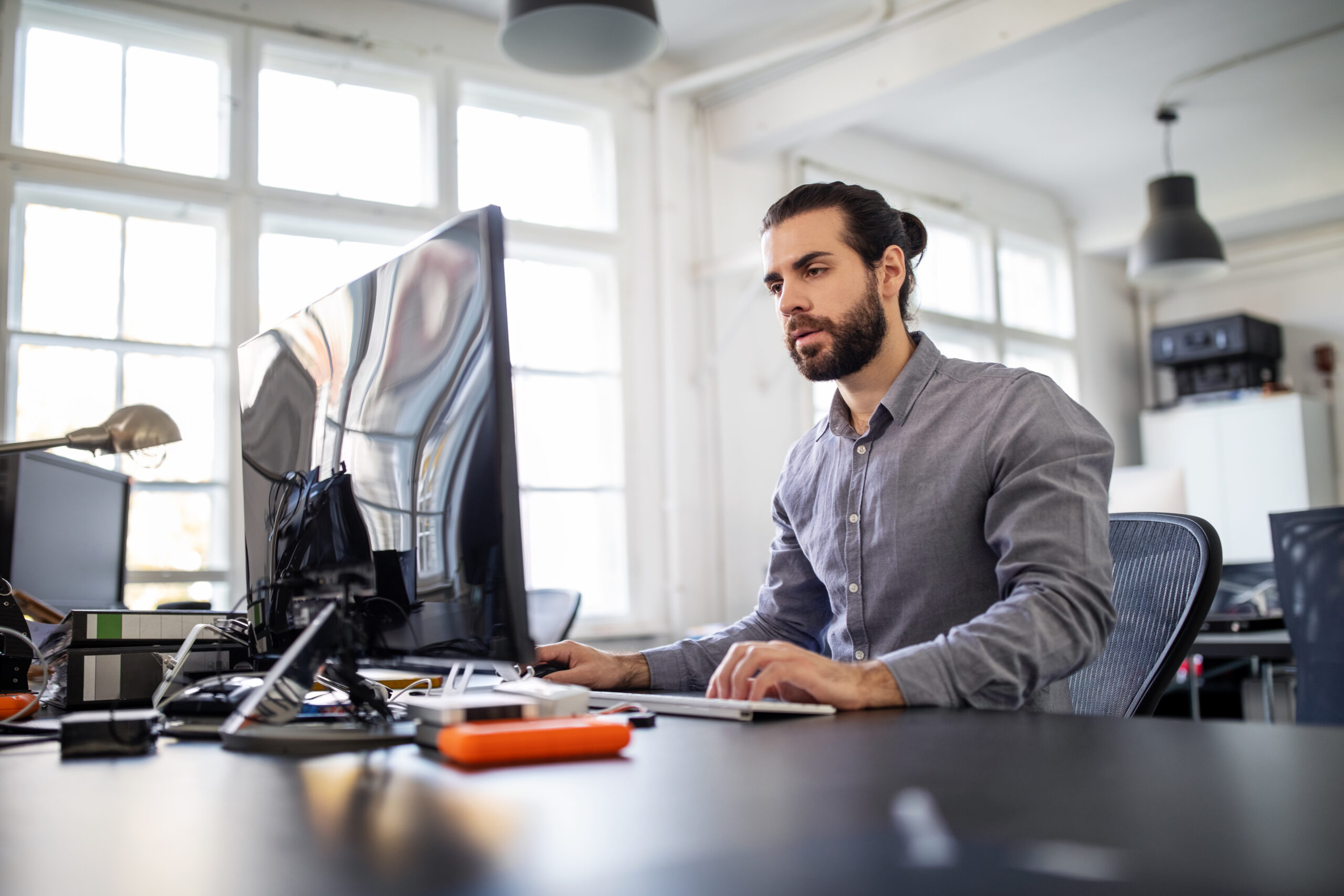 man managing rental business operations
