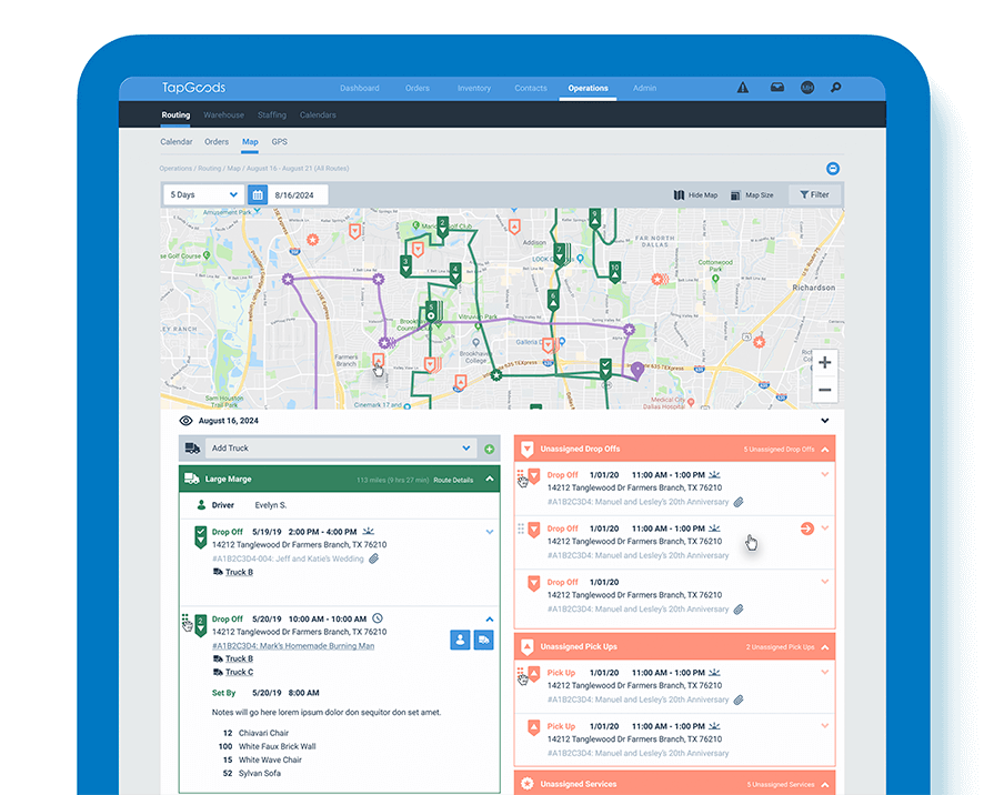 Operations management on blue tablet