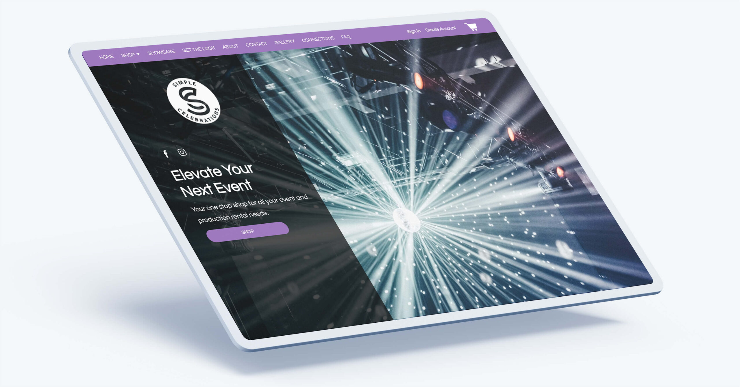 Catalina rental website theme on tablet