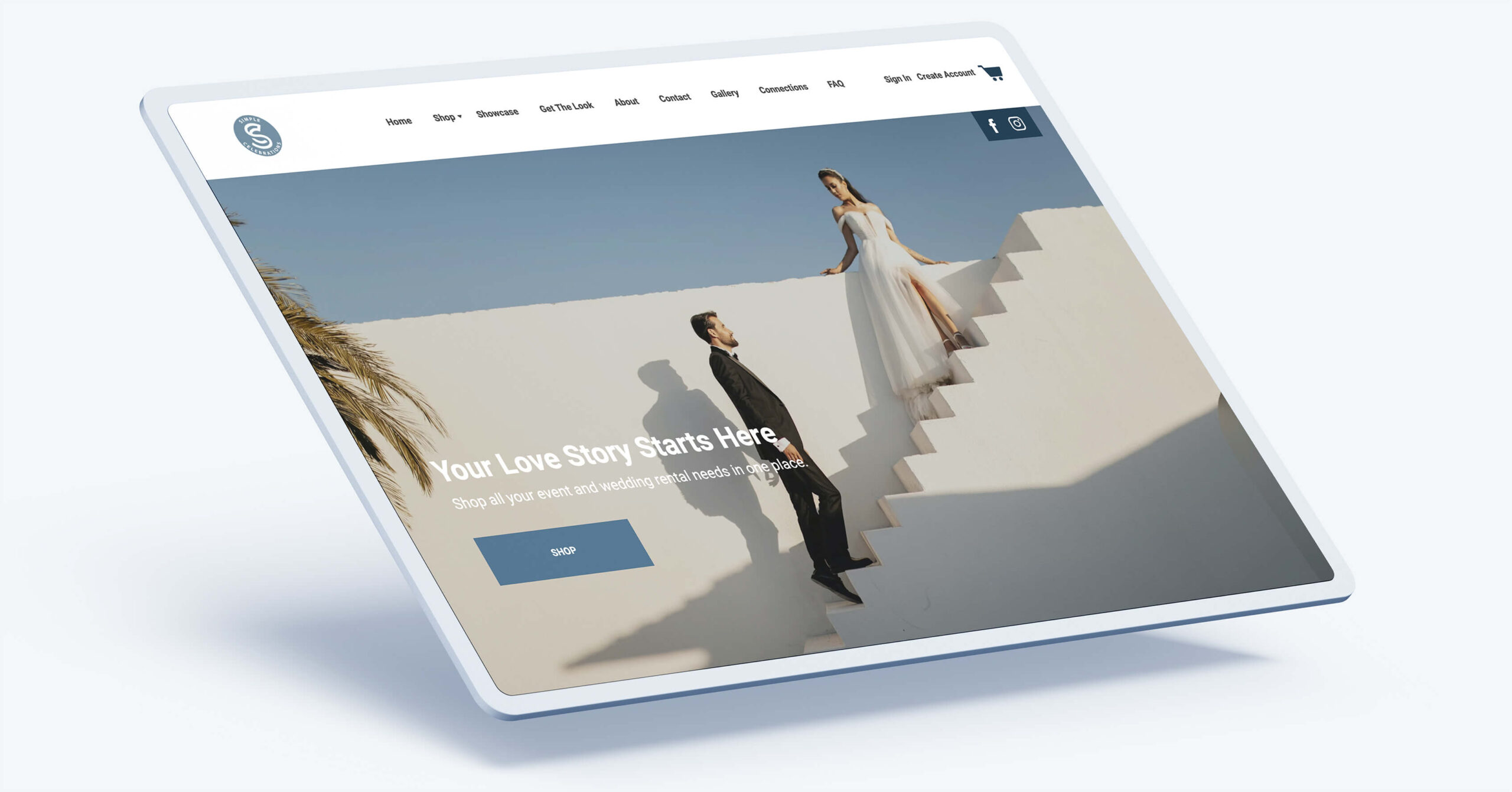 Elaina rental website theme on tablet