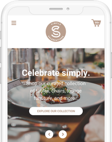 TapGoods Storefront - Mobile screen of beautiful, customized e-commerce site for rental businesses