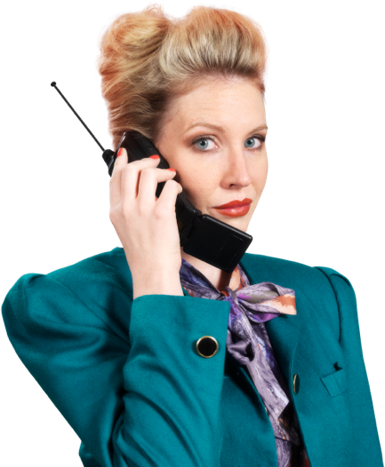 Woman holding telephone