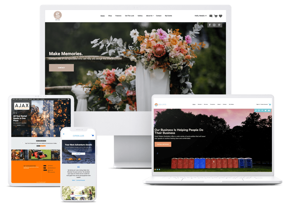 Rental business website on multiple devices