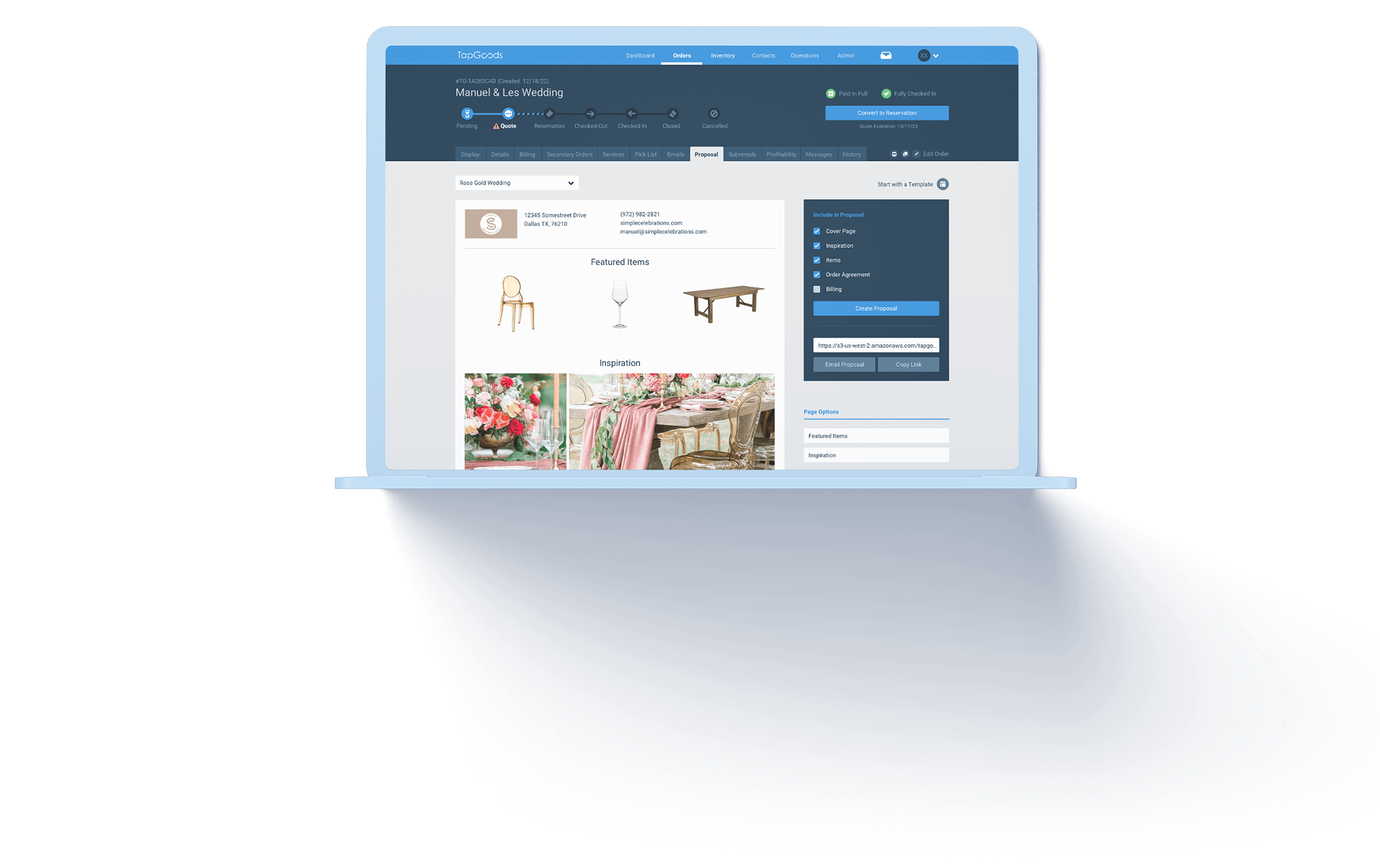 Event rental inventory software