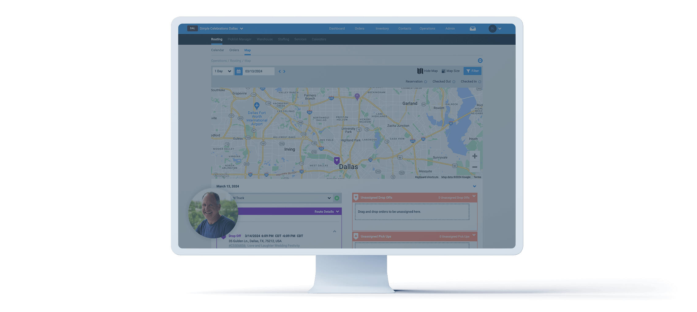 Party Rental Routing Software on Desktop