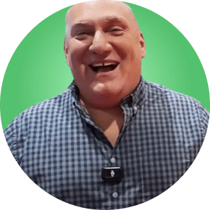 Darren at Partytime testimonial against green gradient background