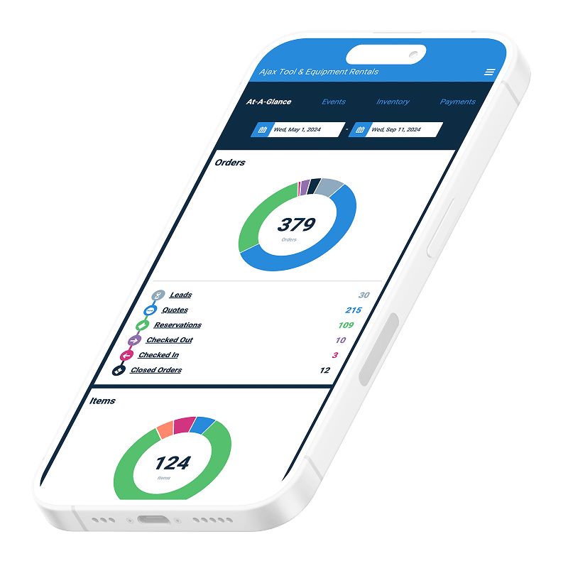 Tool and Equipment Dashboard on Phone