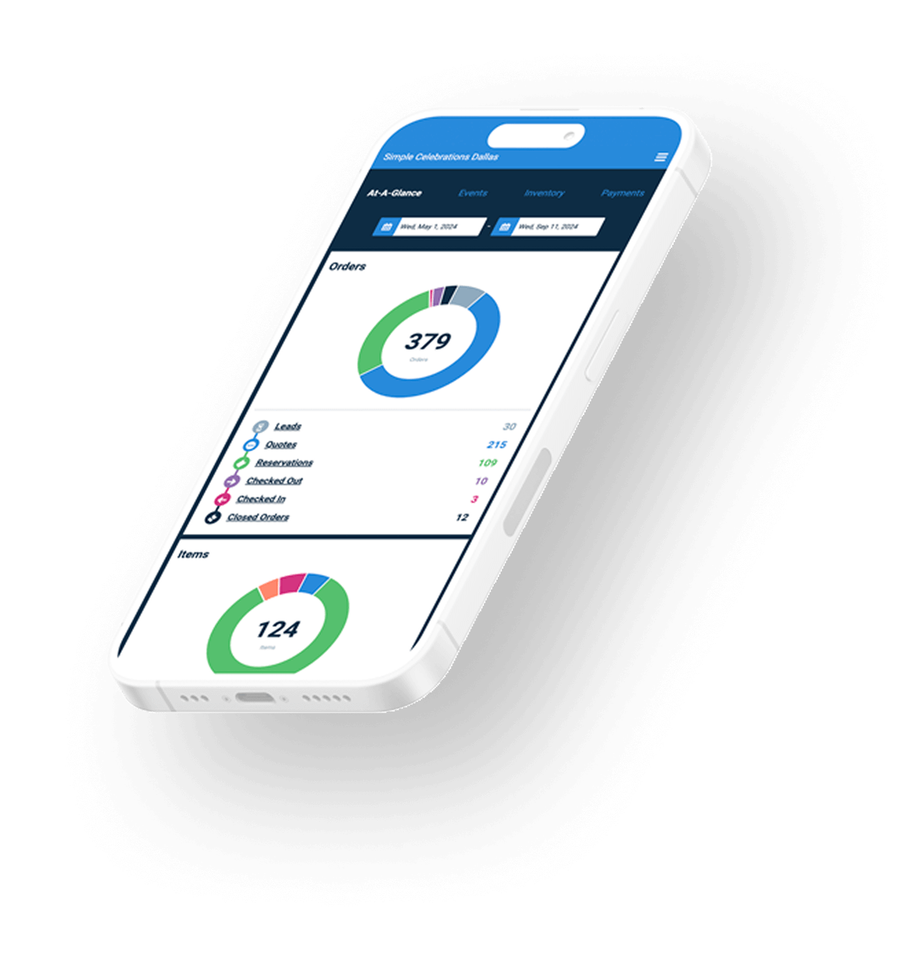 Event Rental Software Demo on Phone