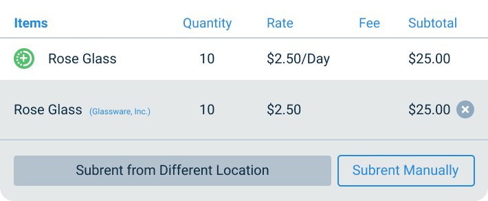 Subrental Inventory UI